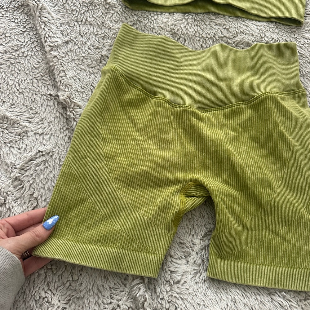 Green Ribbed Two-Piece Set medium - Picture 3 of 4